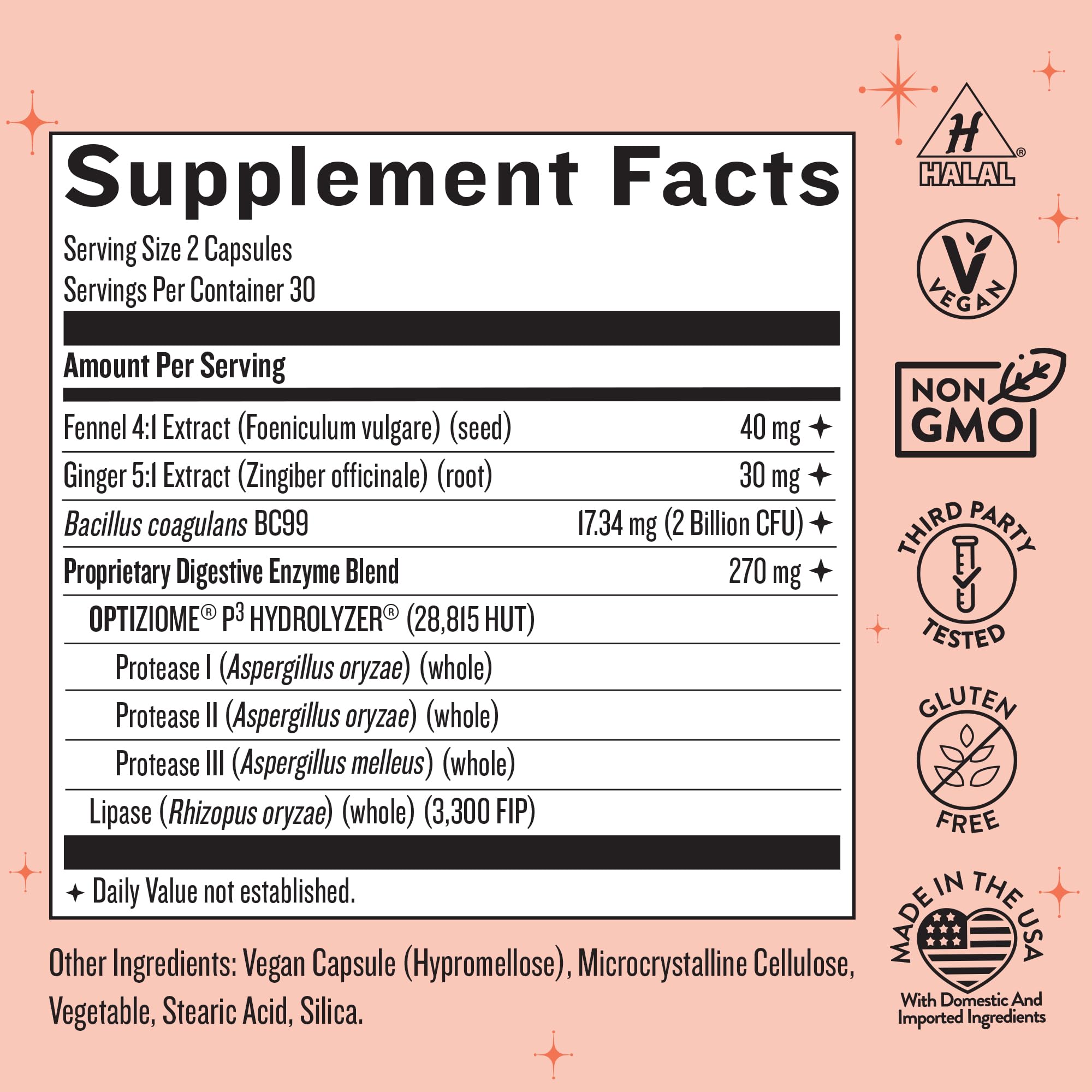 Bloat Baddie probiotics with ginger and fennel for gut health