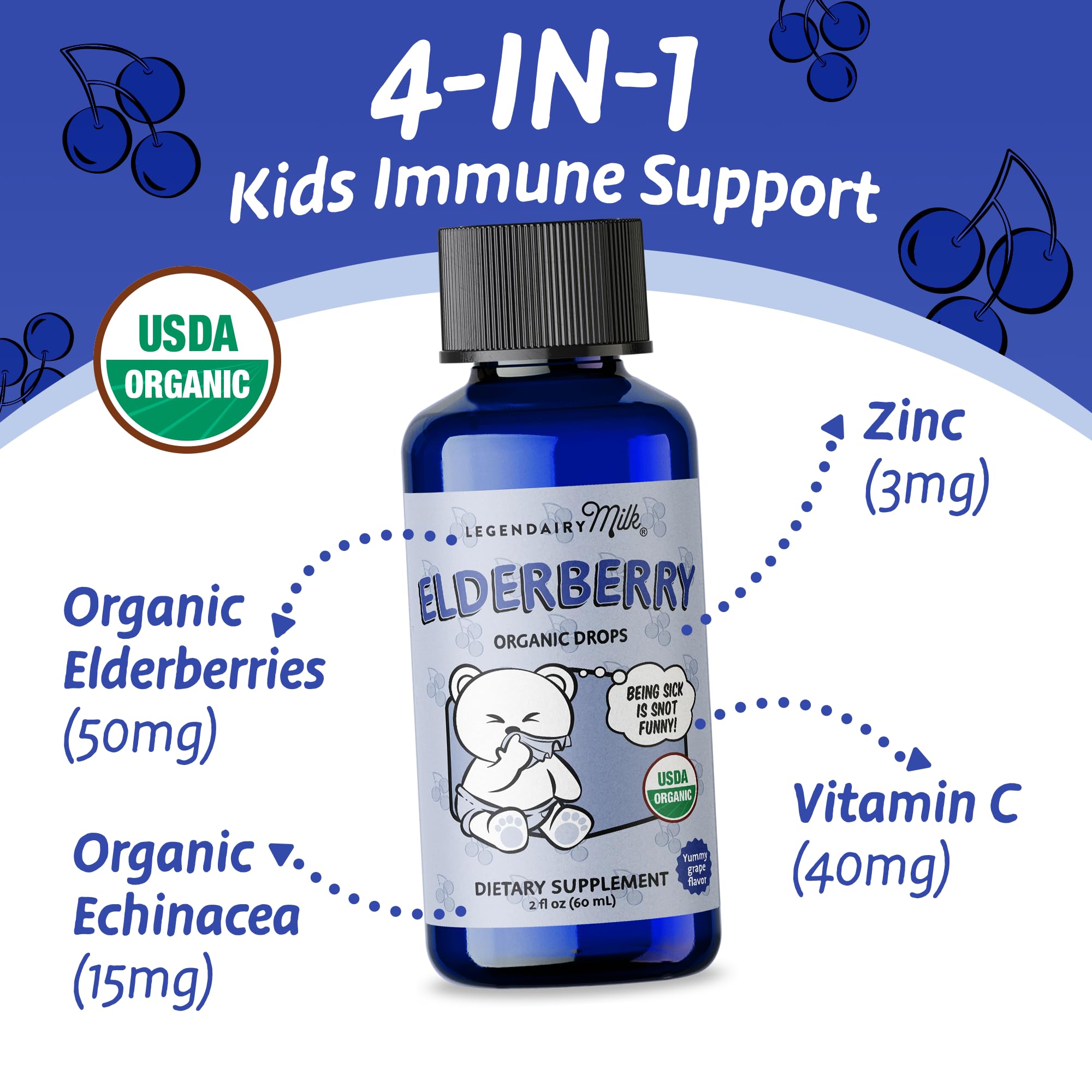 Ingredients: elderberry, vitamin C, zinc, echinacea