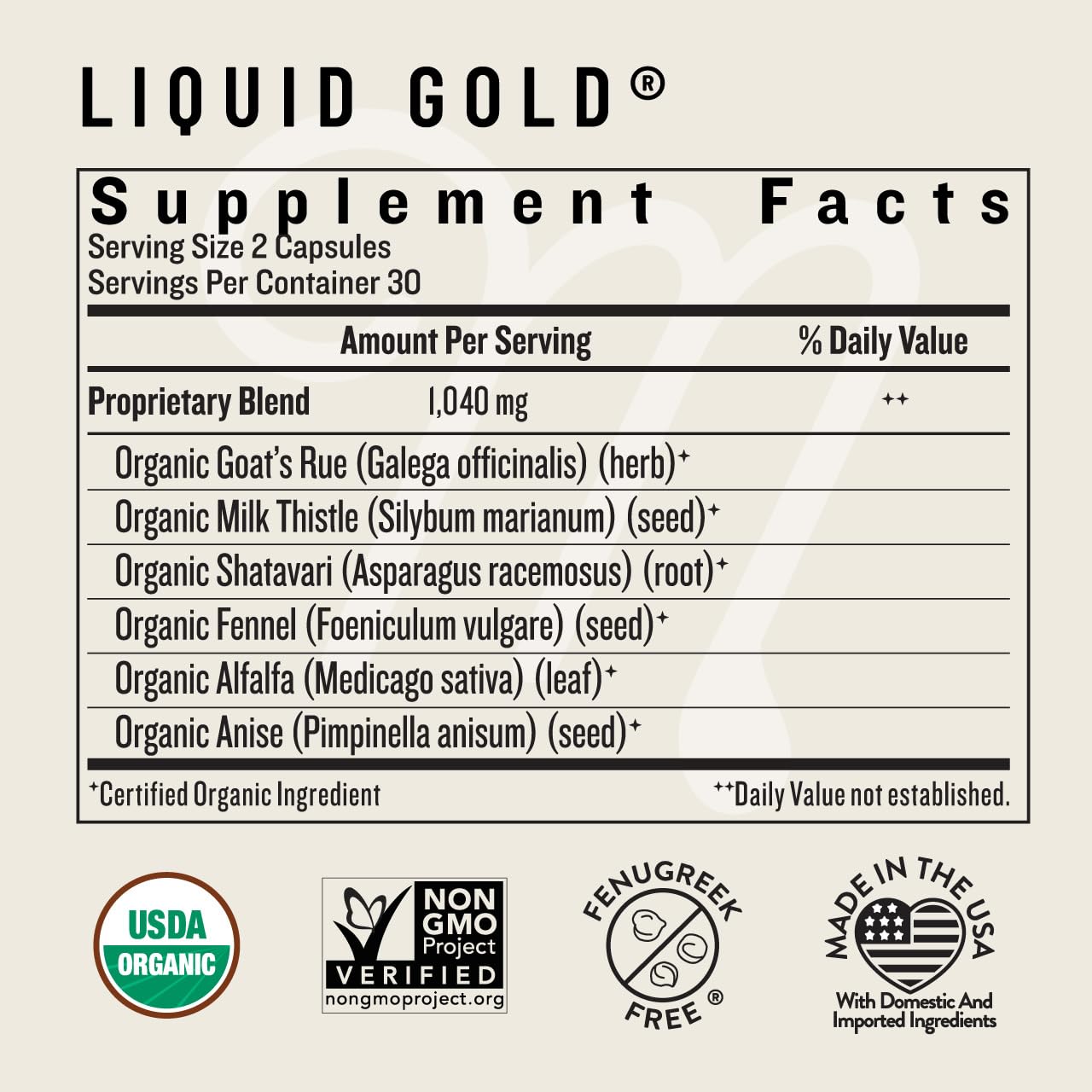 Legendairy Milk Liquid Gold goats rue herbs visual for natural lactation blend.