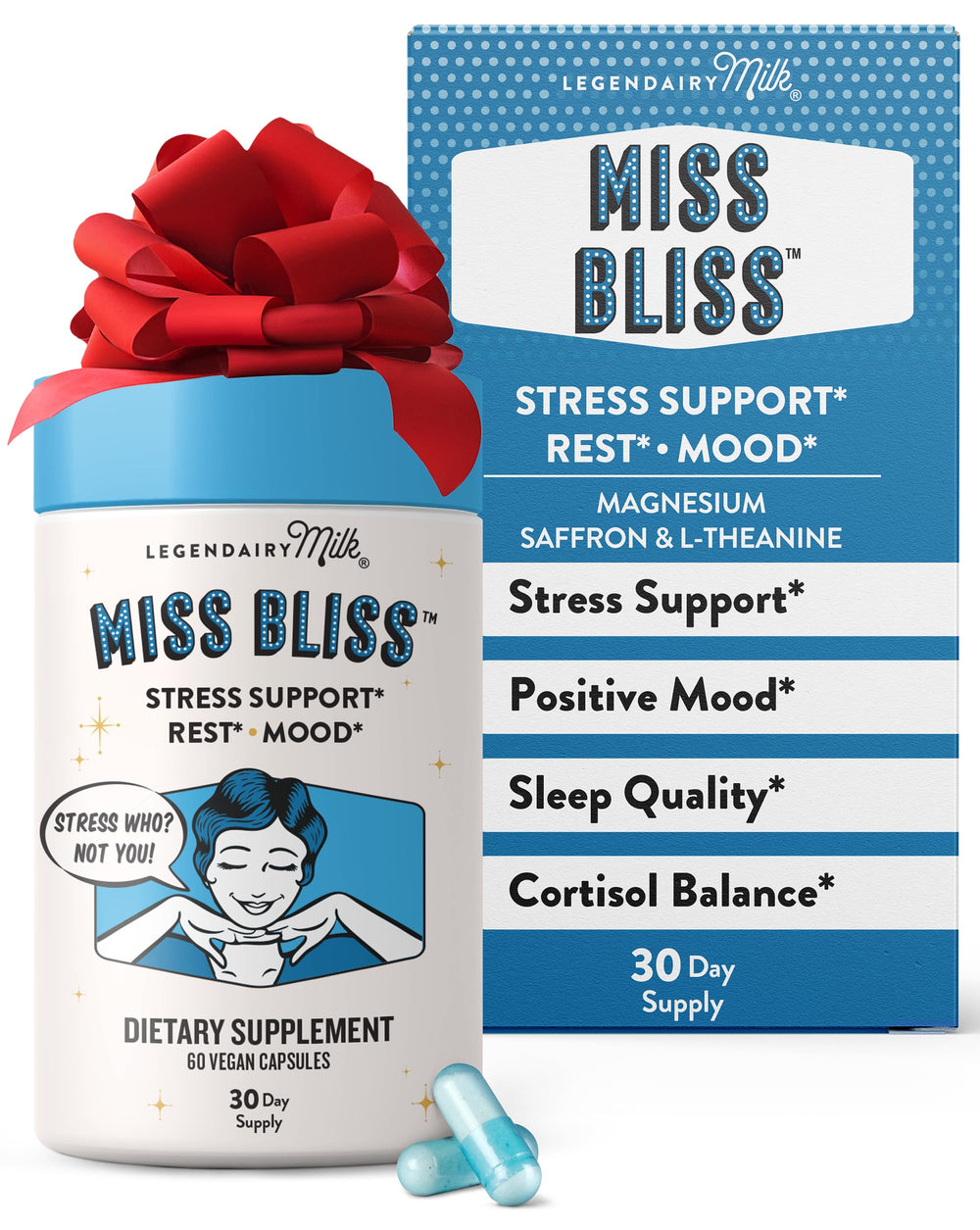 Miss Bliss Daily Stress Support bottle and packaging