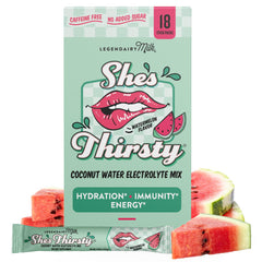 Legendairy Milk She's Thirsty Watermelon Hydration Packets box and sachet