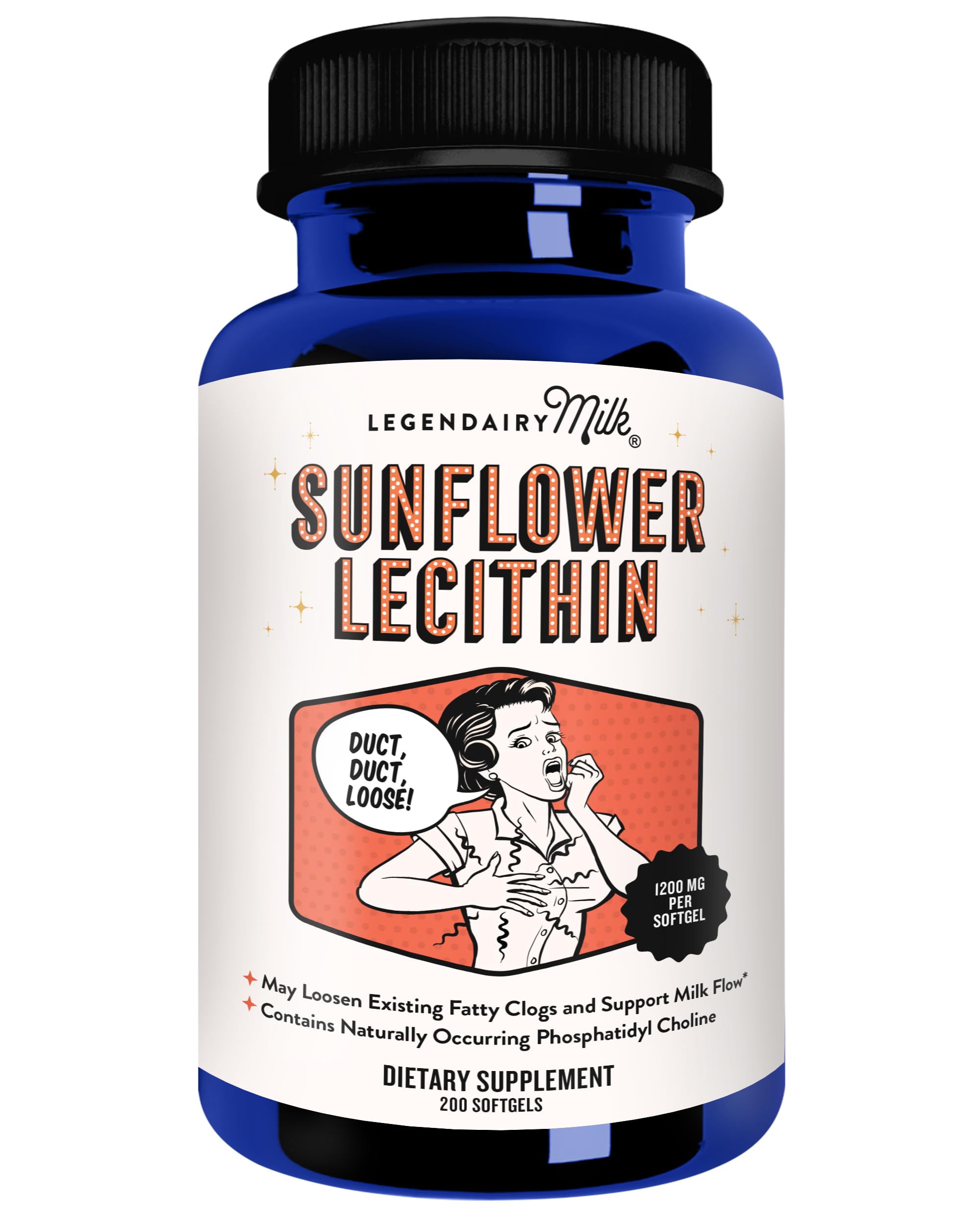 Front view of Legendairy Milk Sunflower Lecithin 1200mg bottle