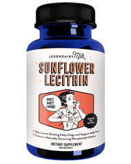 Front view of Legendairy Milk Sunflower Lecithin 1200mg bottle