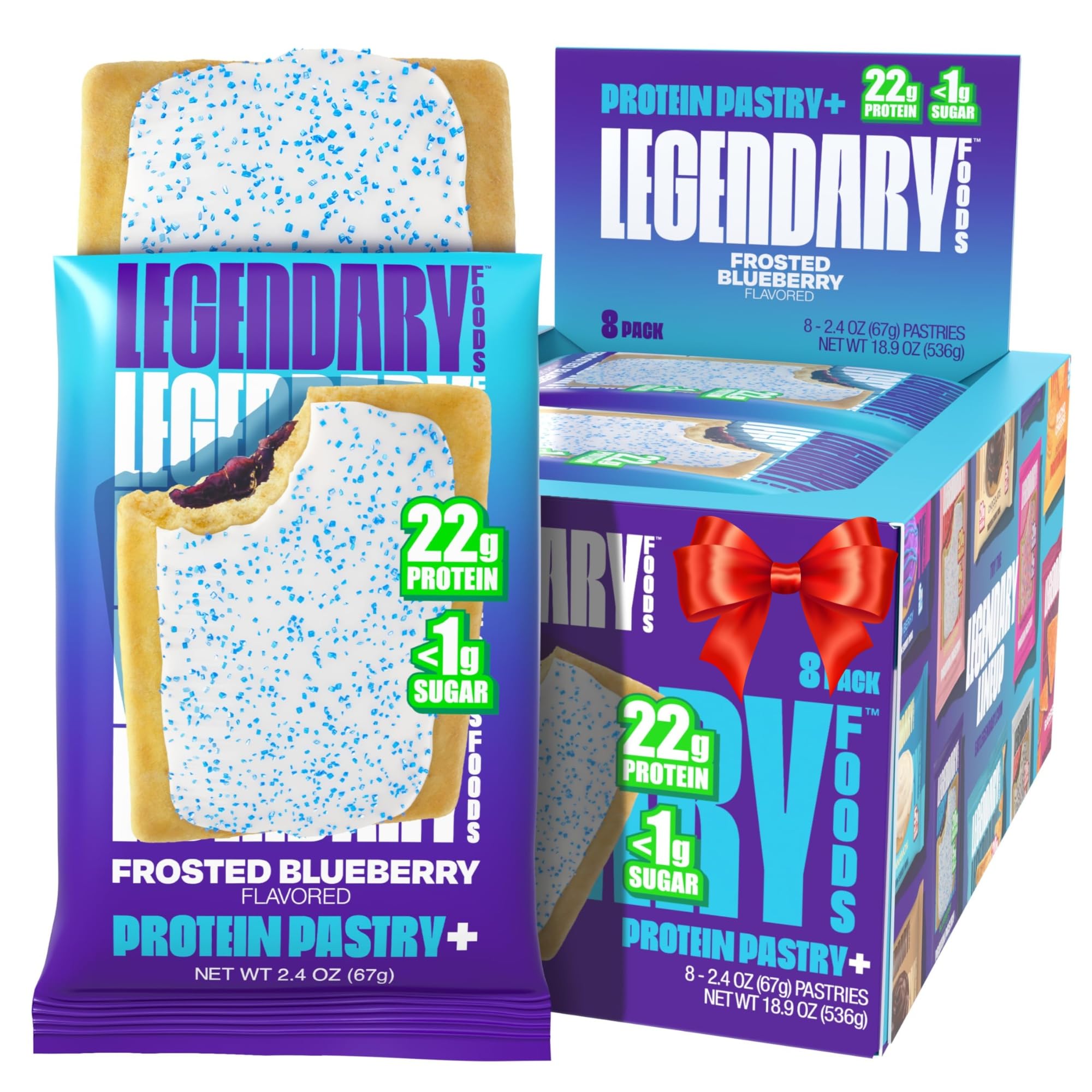 Legendary Foods blueberry protein pastry – front view with 22g protein and zero added sugar