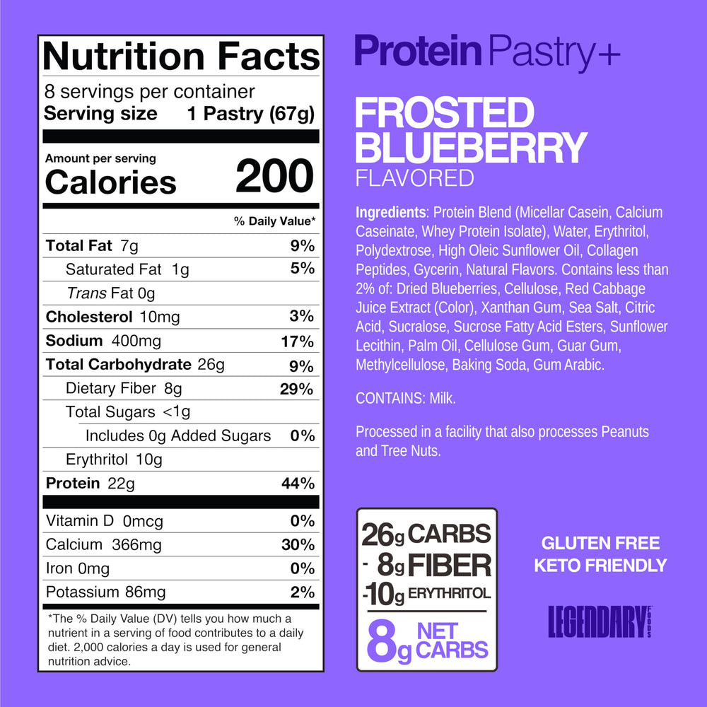 Cross-section of blueberry protein pastry showing creamy filling