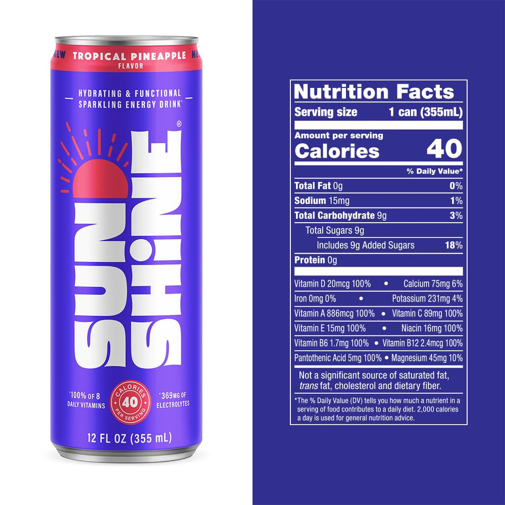 Legendary Sunshine pineapple-glass-pour highlights refreshing aroma and quick mental clarity from natural caffeine.