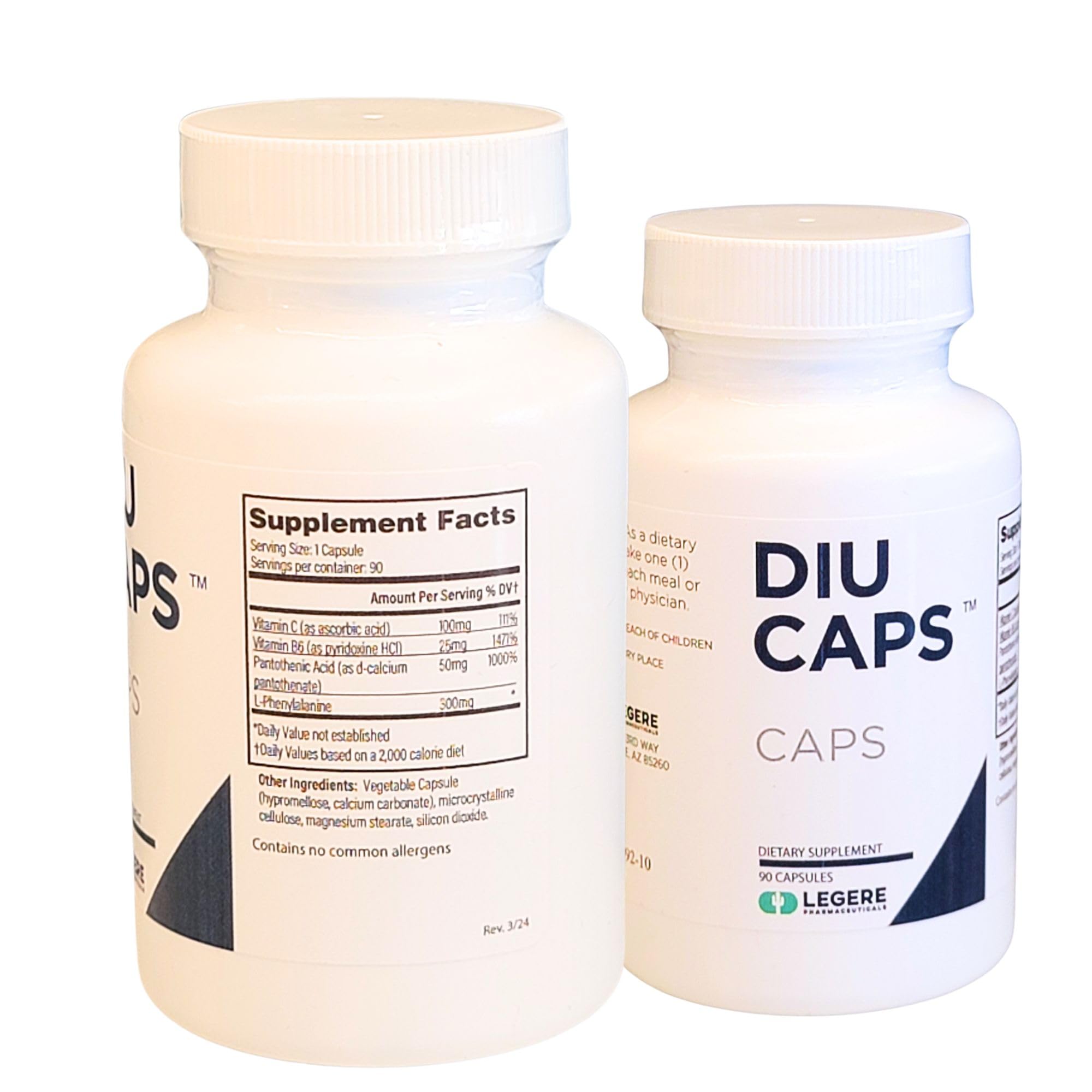 Close-up of vitamins and ingredients for Legere Diucaps Pro