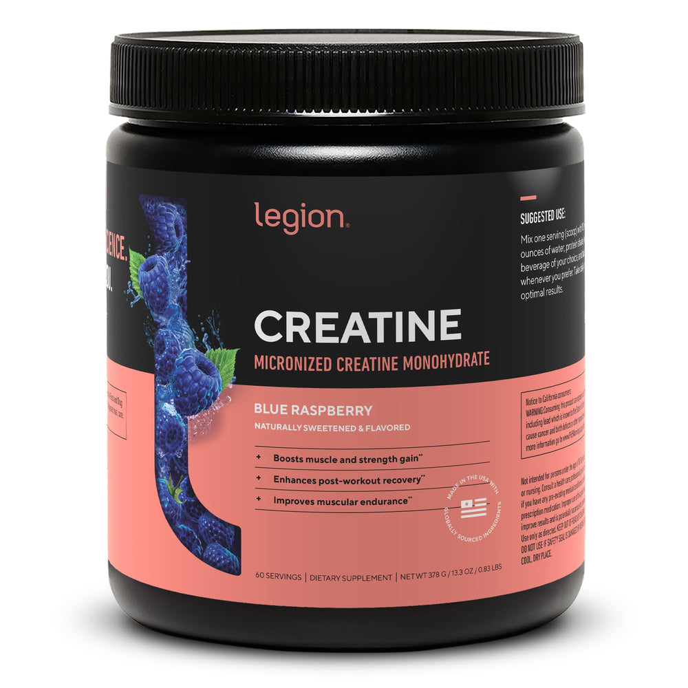 LEGION Blue Raspberry Micronized Creatine Monohydrate bottle