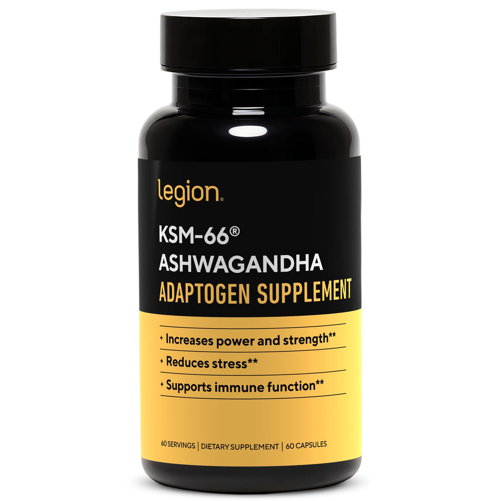 Bottle of LEGION KSM-66 Ashwagandha Root Extract with 60 servings