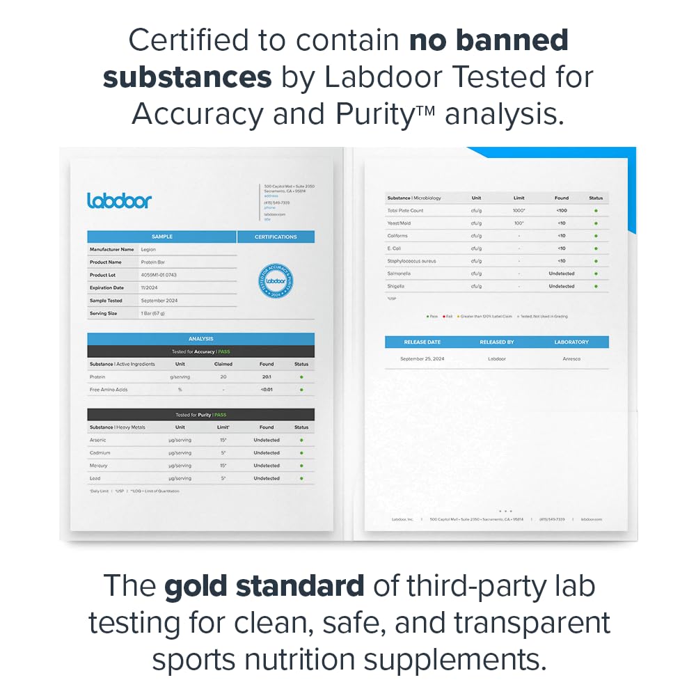 Legion protein bar cross-section reveals chewy texture and chocolate peanut butter