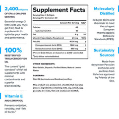 Nutrition panel highlighting 2400 mg EPA/DHA per serving