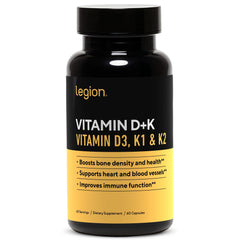 Legion Vitamin D3 K2 label showing ingredients and dosage