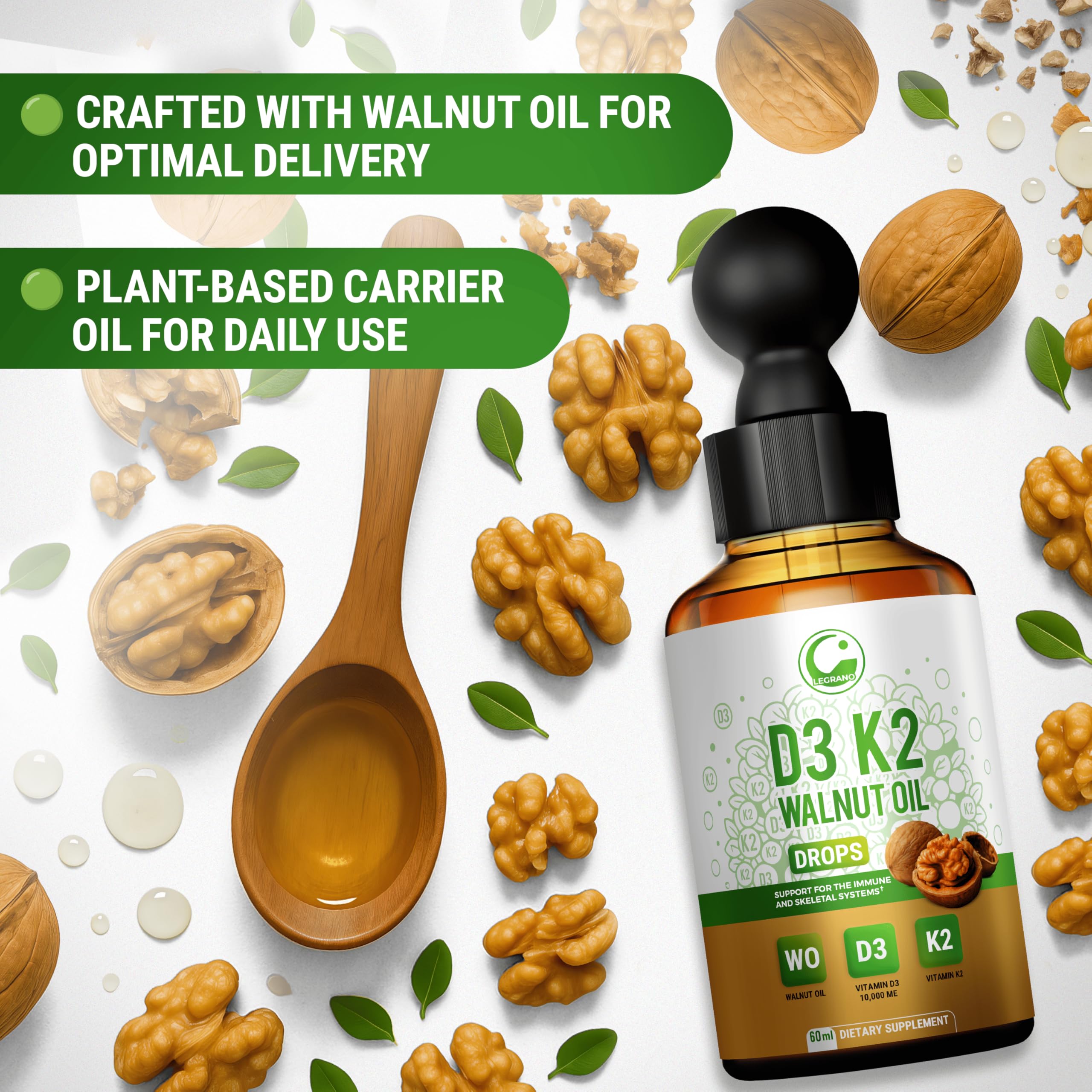 Illustration highlighting bone and muscle support from D3 K2