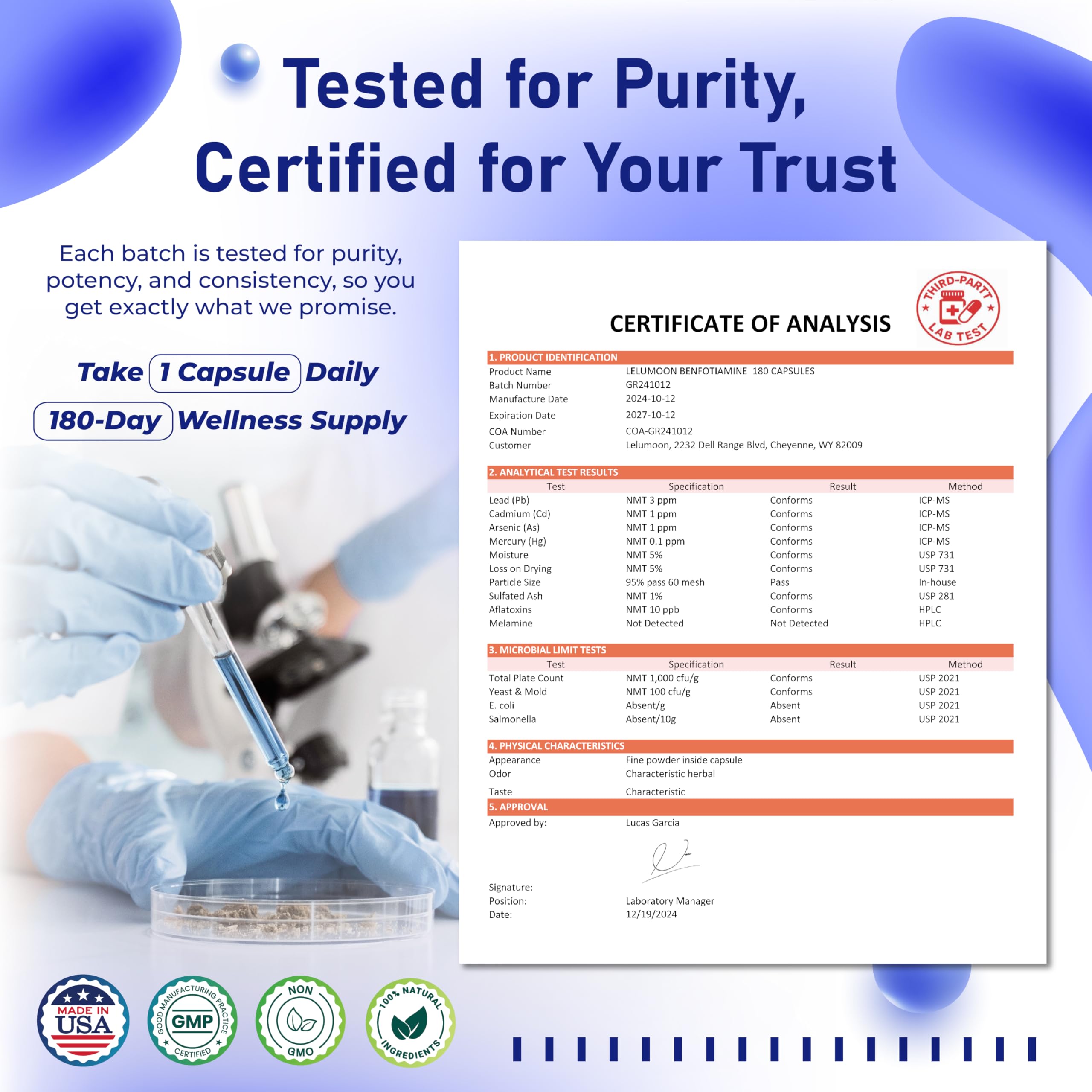 Made in USA badge and production facility