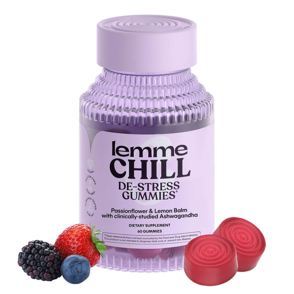 Bottle of Lemme Chill Stress Relief Gummies with 300mg Ashwagandha