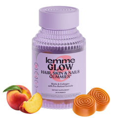 Lemme Glow Collagen Gummies bottle – 60 count Peach Flavor