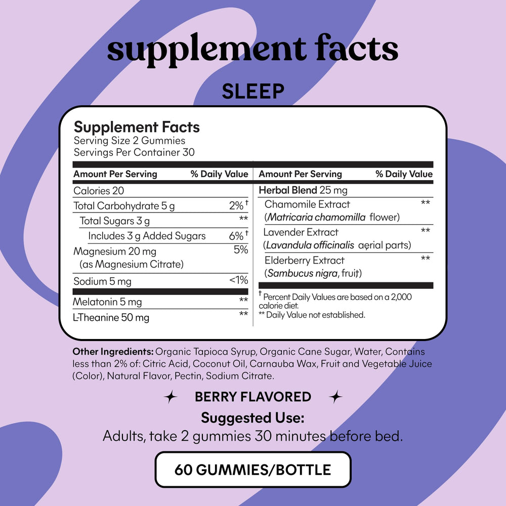 Lemme Sleep Gummies with Magnesium to support nerve function and restfulness
