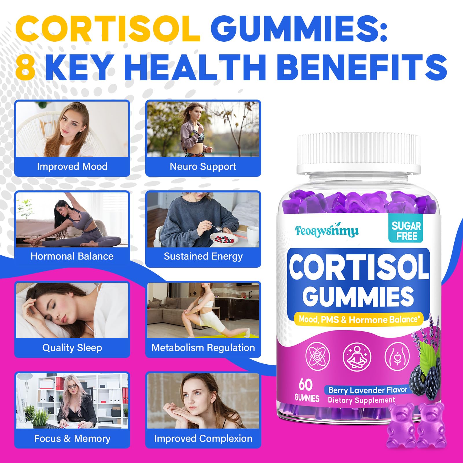 Lemon Balm and Chaste Berry for hormone balance in cortisol gummies