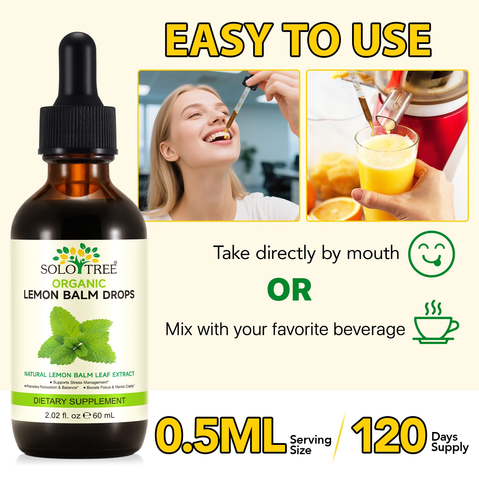 Bottle showing digestive relief and natural ingredients