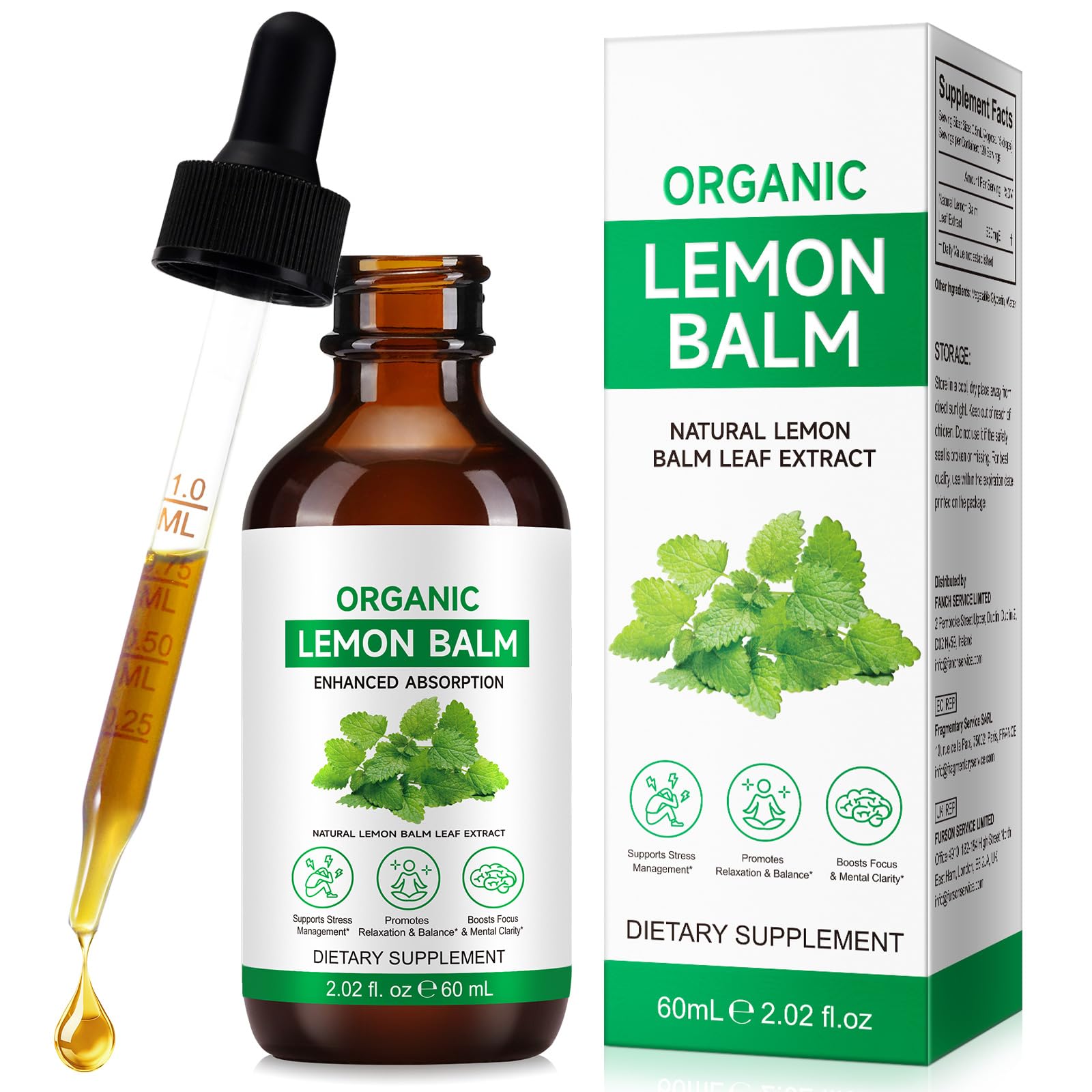 Lemon balm extract alcohol-free bottle front view