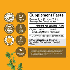 Dropper bottle with lemon balm liquid extract