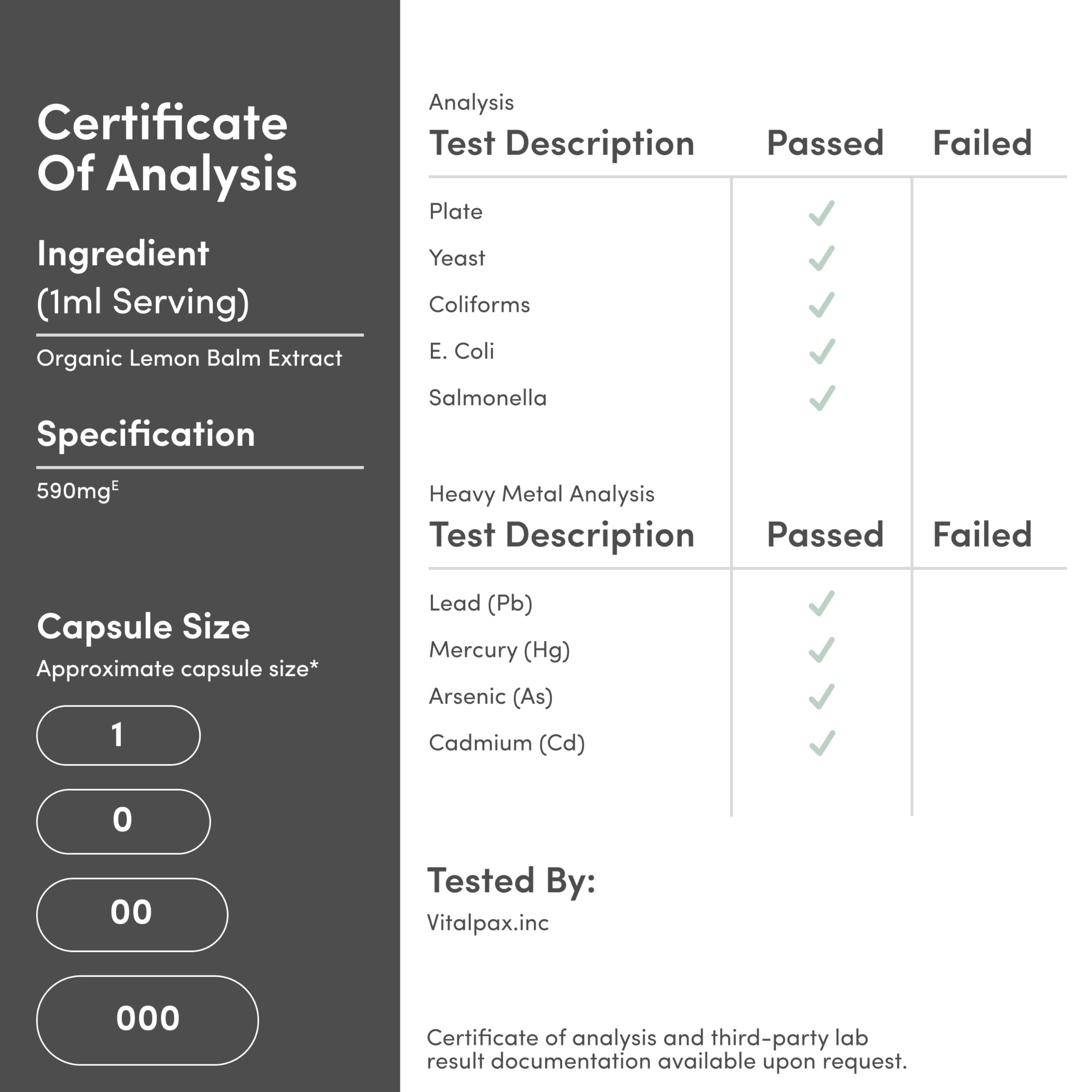 Back label close-up with dosage information