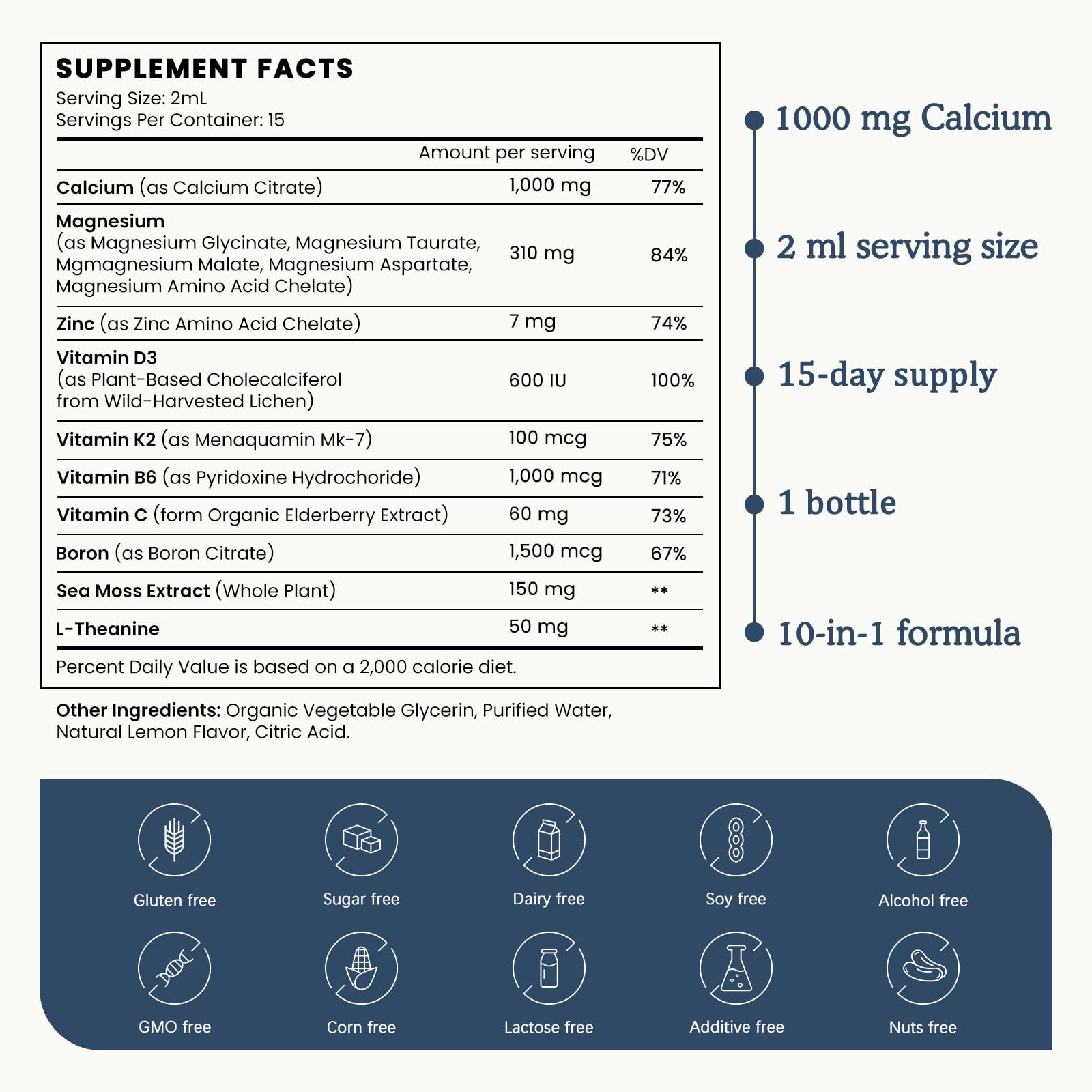 Lemon flavored liquid drops bottle