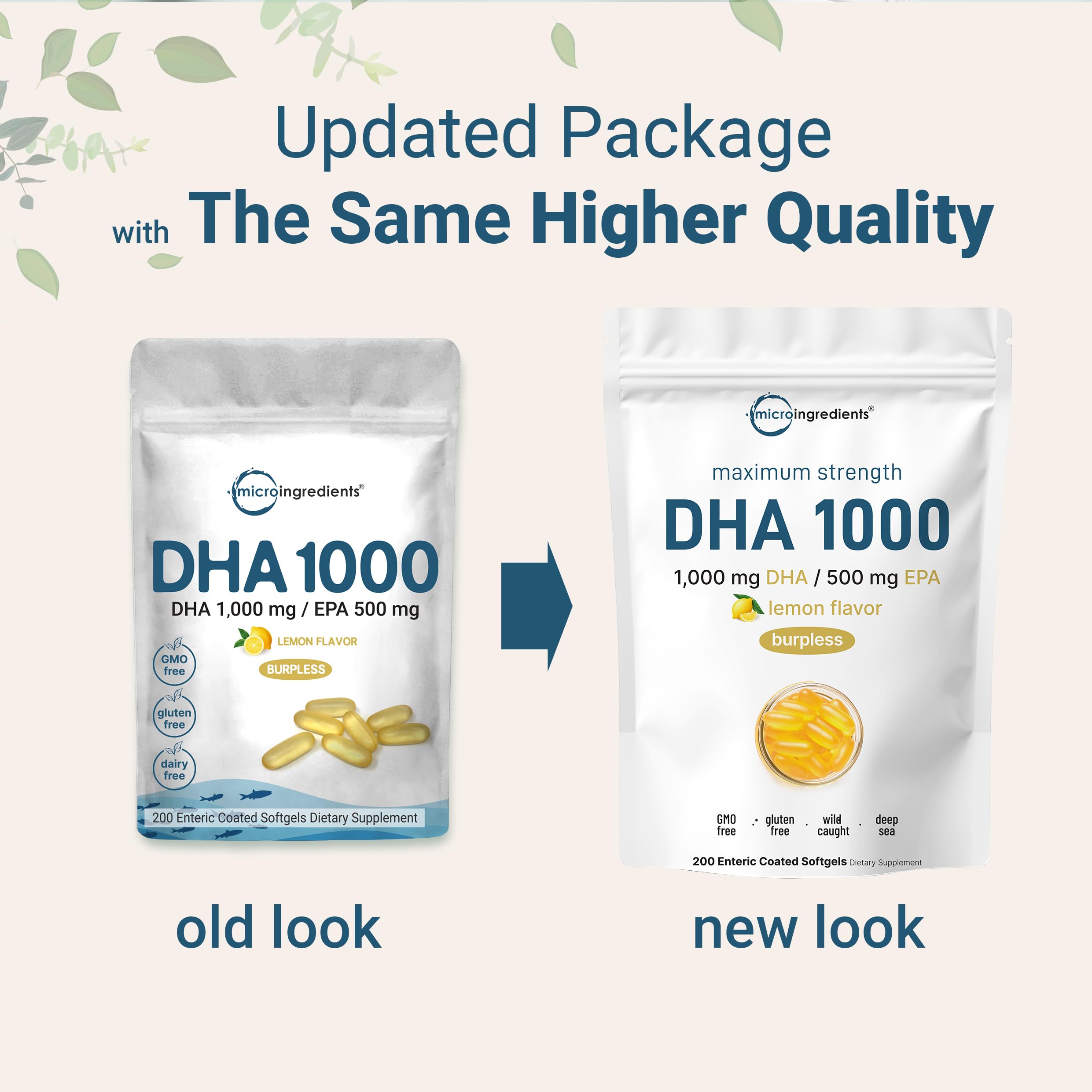 Lemon-flavored omega-3 DHA 1000mg and EPA 500mg serving