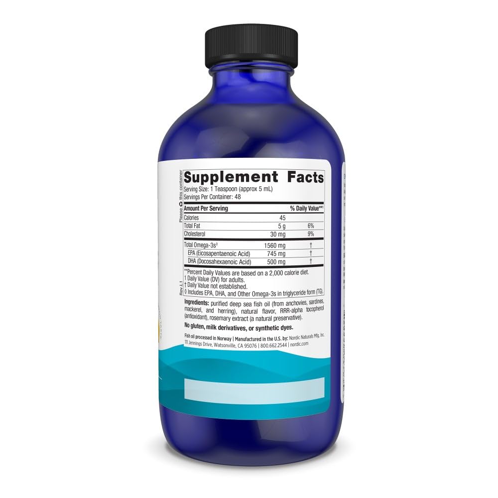 Lemon-flavored Omega-3 liquid