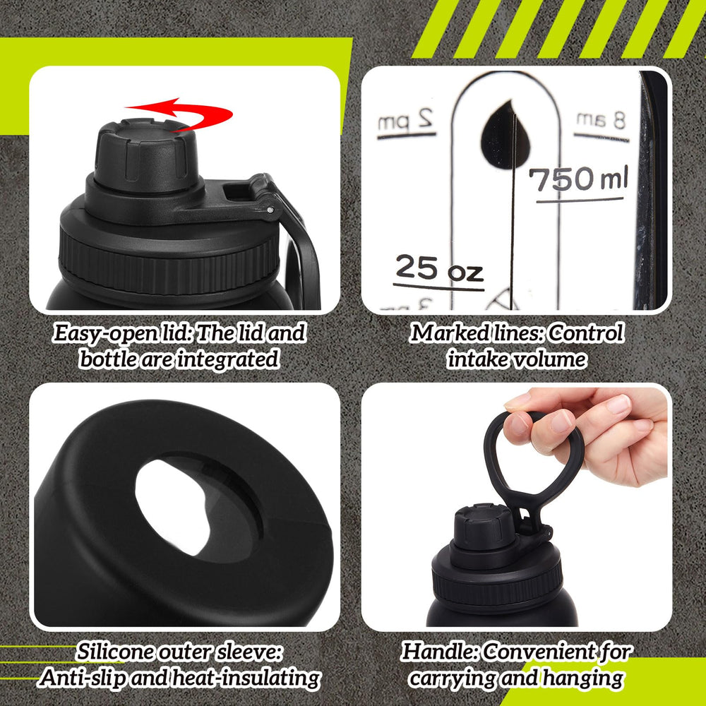 LemonRoad glass shaker bottle with non-slip black silicone sleeve