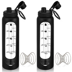 LemonRoad protein shaker glass bottle 34oz/1L in black silicone sleeve (2-pack)