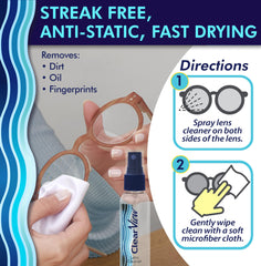 Two 2 oz spray bottles for lens cleaning