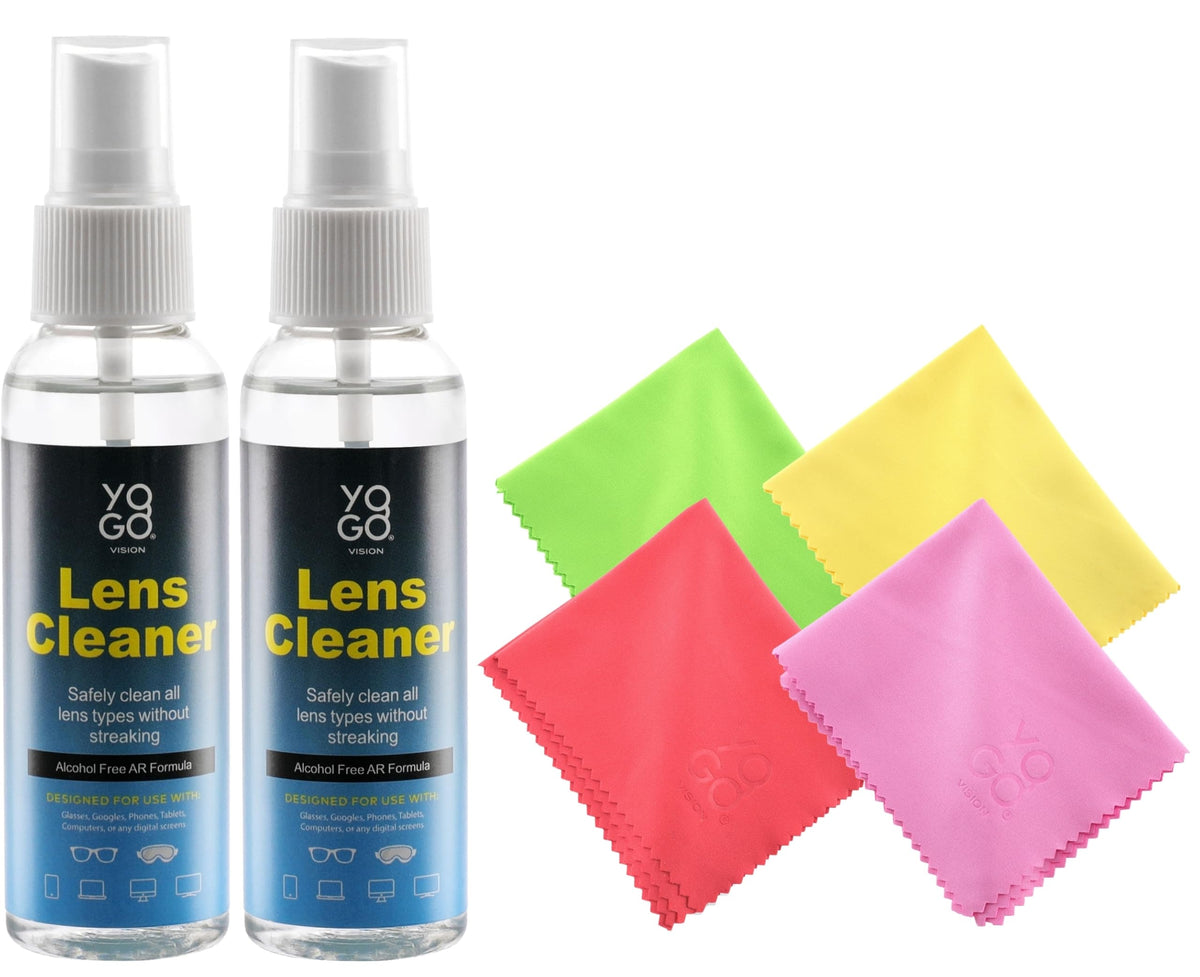 Lens cleaner spray bottles with microfiber cloths kit