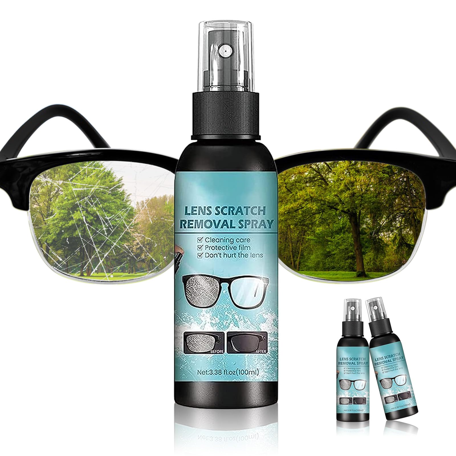 Lens Scratch Removal kit box showing 2x100ml bottles