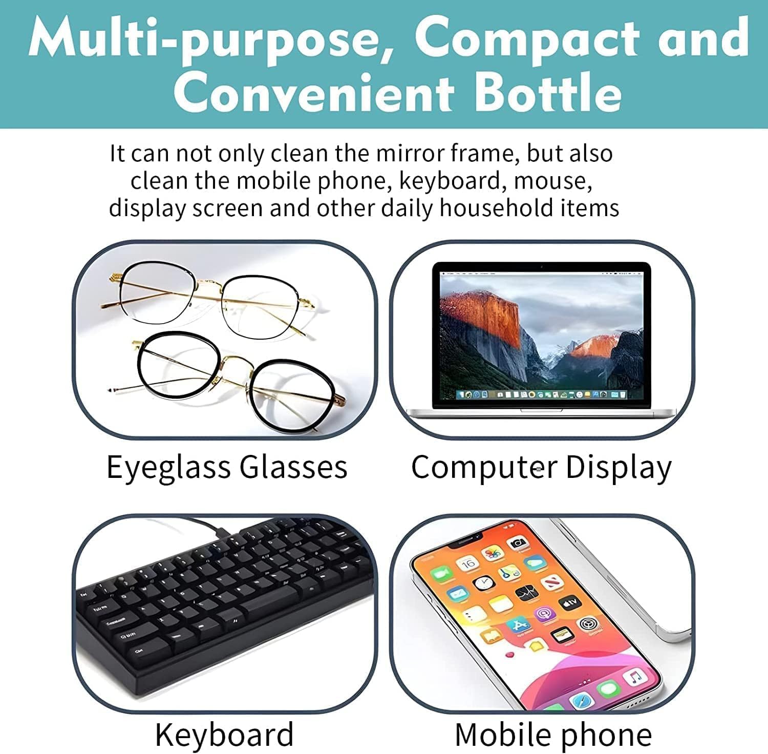 Cleaner used on mobile screens, keyboards and displays