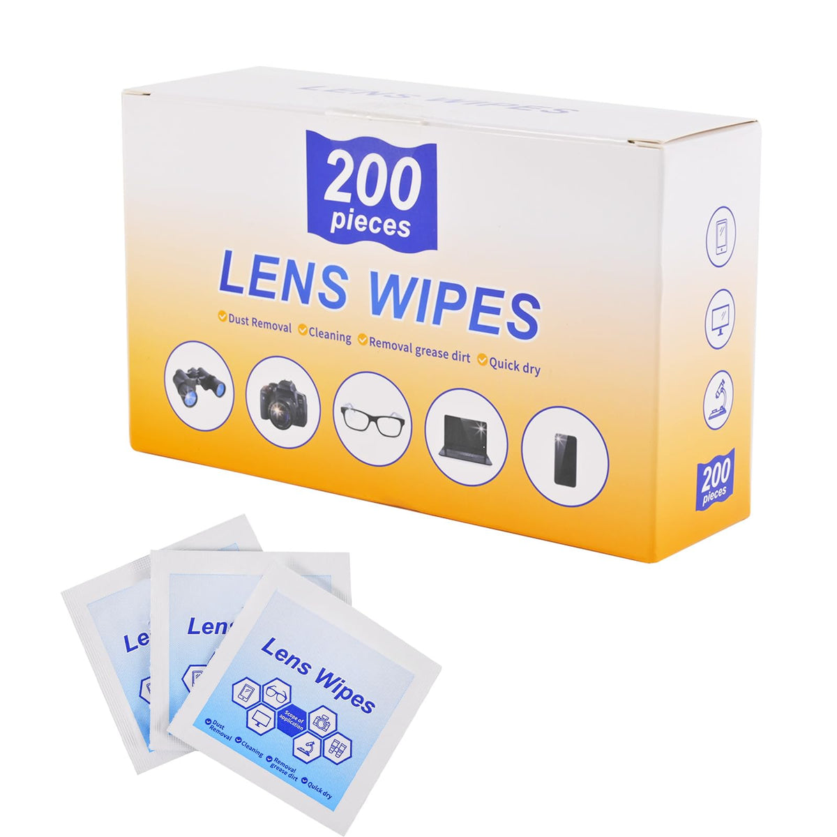 Individually wrapped lens wipe for on-the-go cleaning