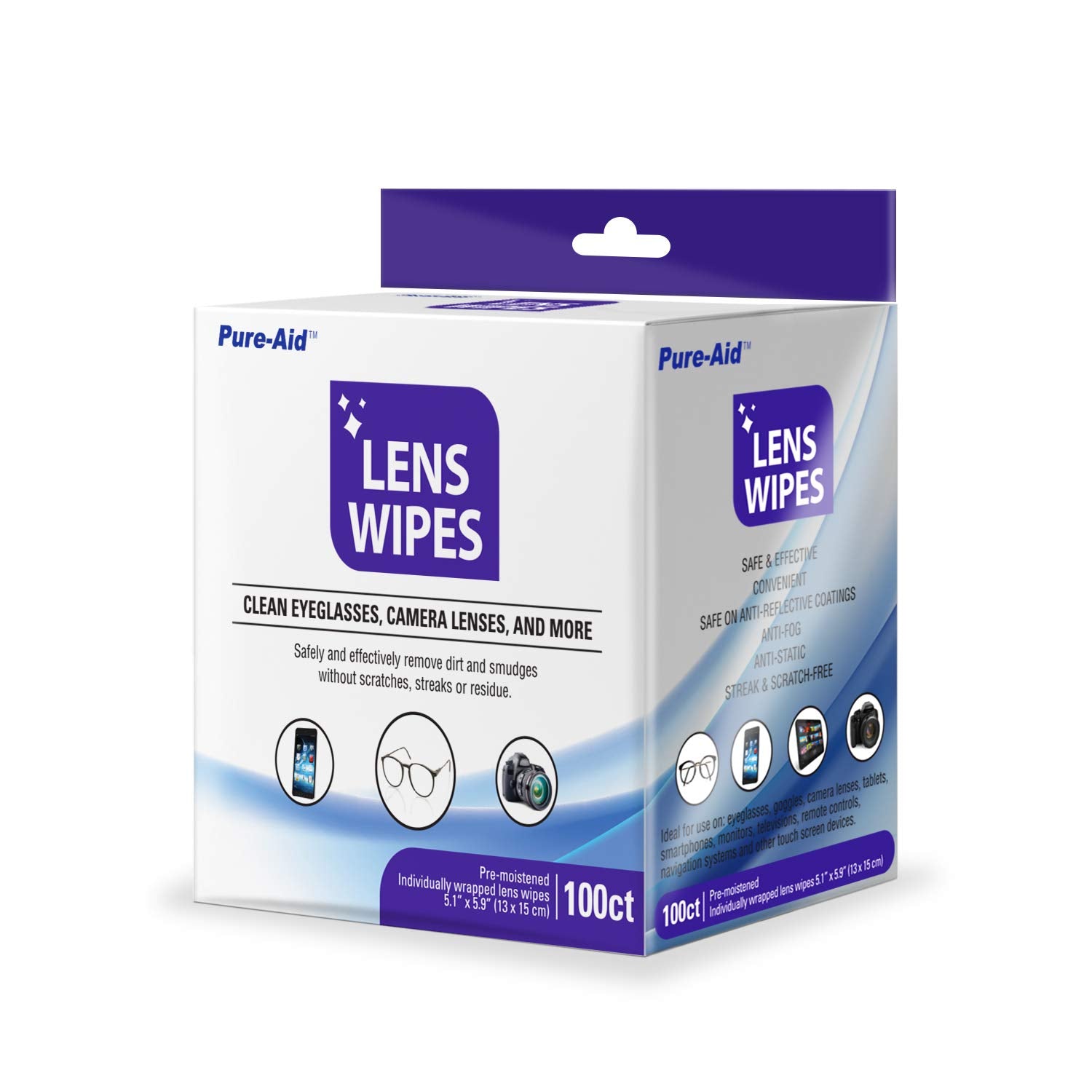 Pure-Aid Lens Wipes 100ct main product image