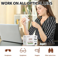 Individually wrapped pre-moistened lens wipes for portability