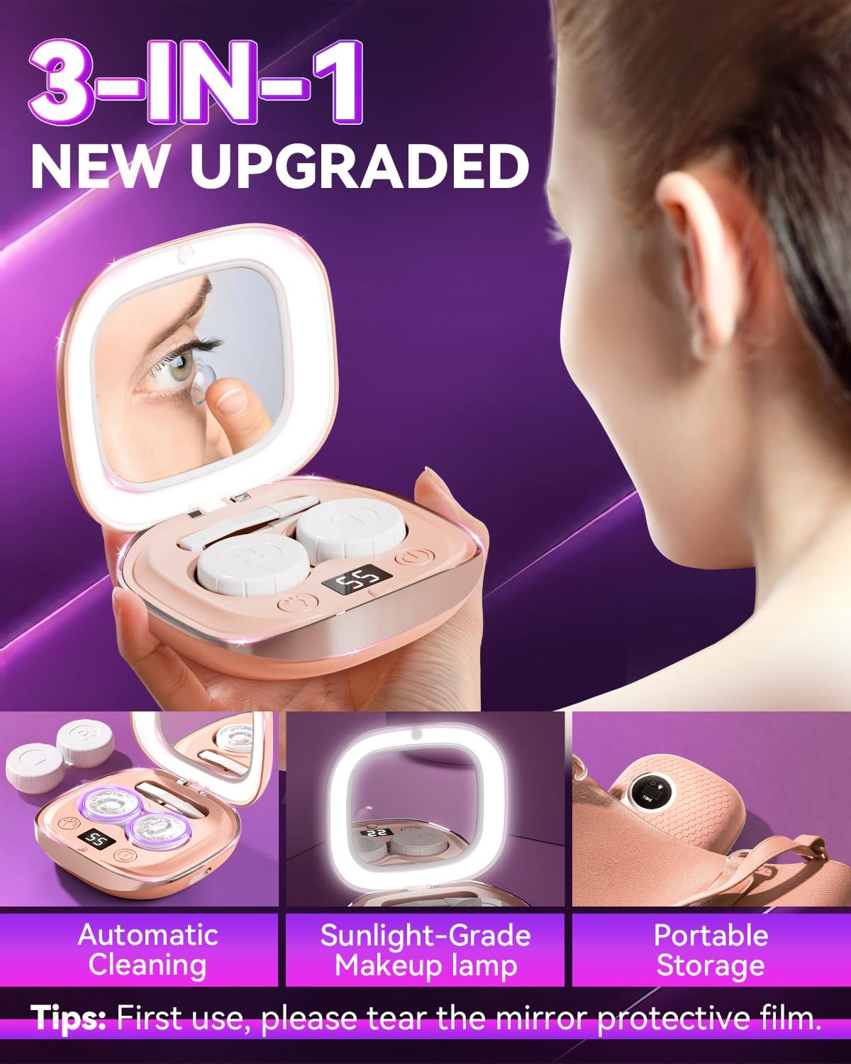 Three interchangeable lens cases for storage