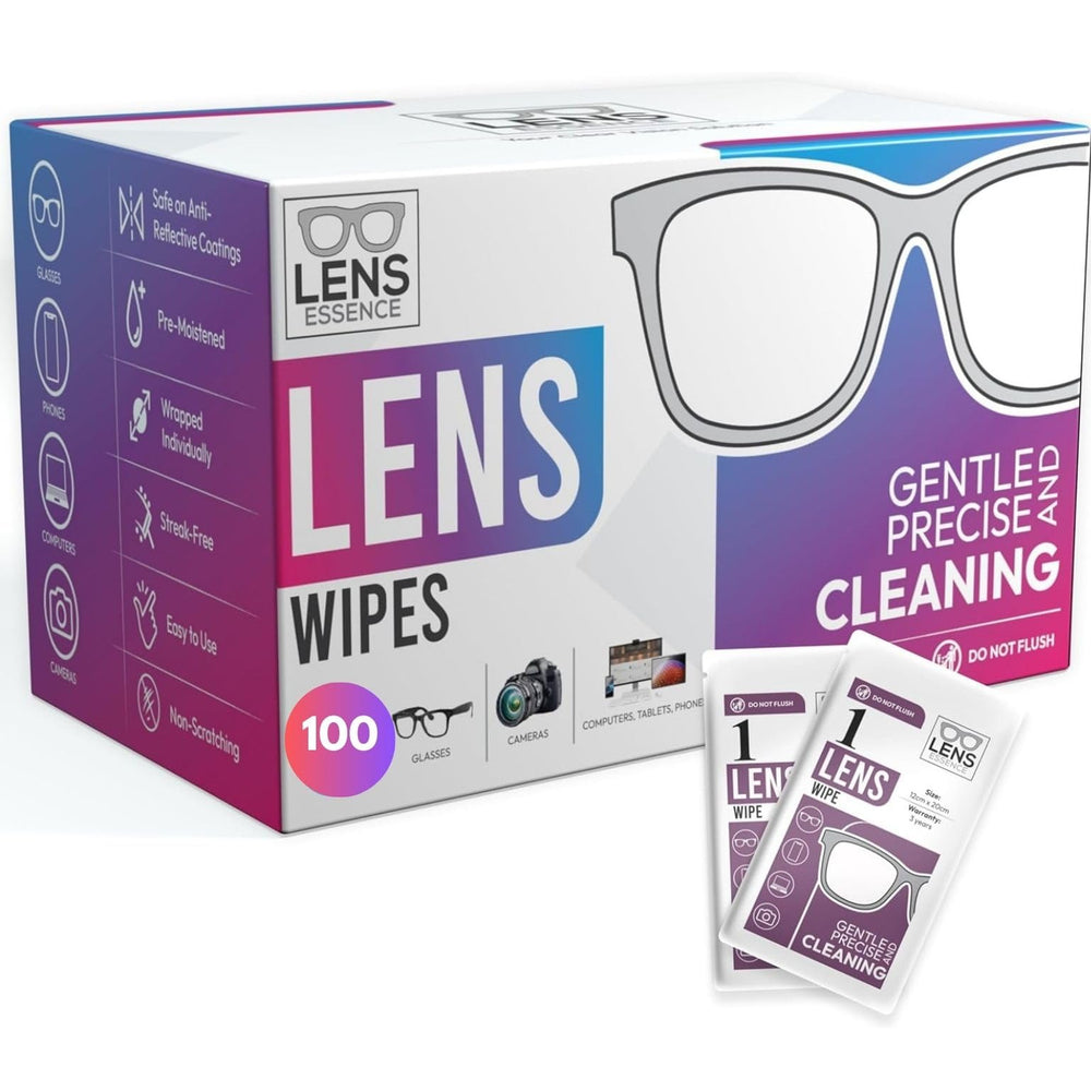 LensEssence 100 count wipes pack front view