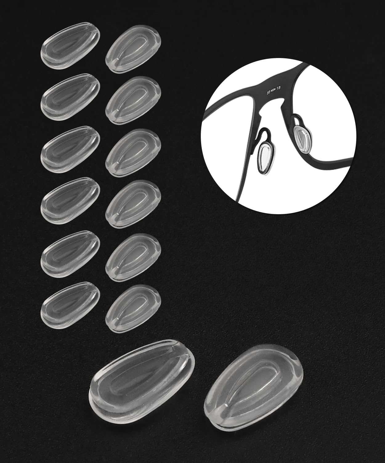 Six pairs of silicone anti-slip nose pads for Oakley glasses (Air Chamber design)