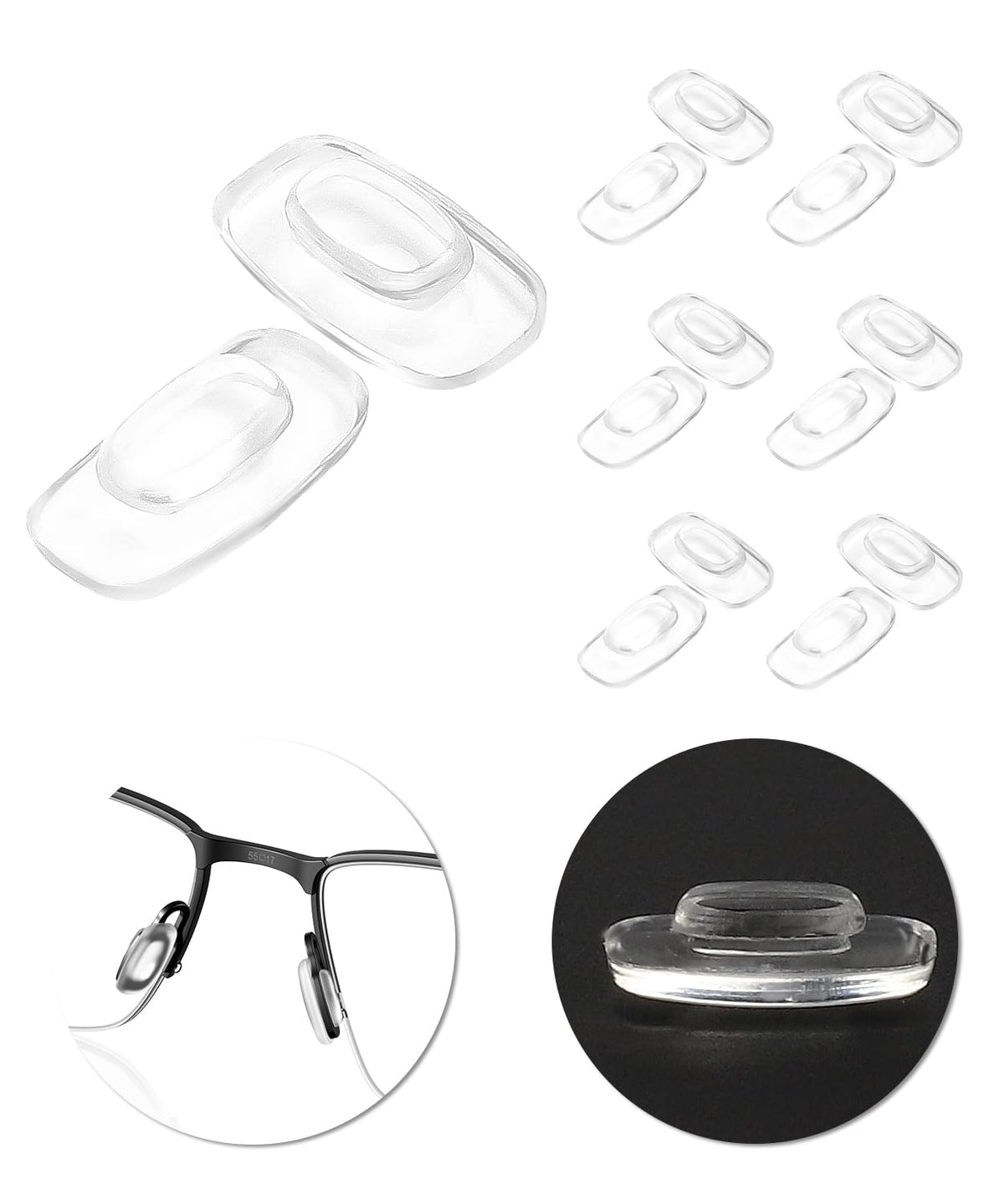 LenzProse 6 pairs replacement nose pads for Oakley sunglasses in clear silicone