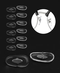 Six silicone nose pads for Ray-Ban Aviator with clip-on holder (RB3025, RB3026).