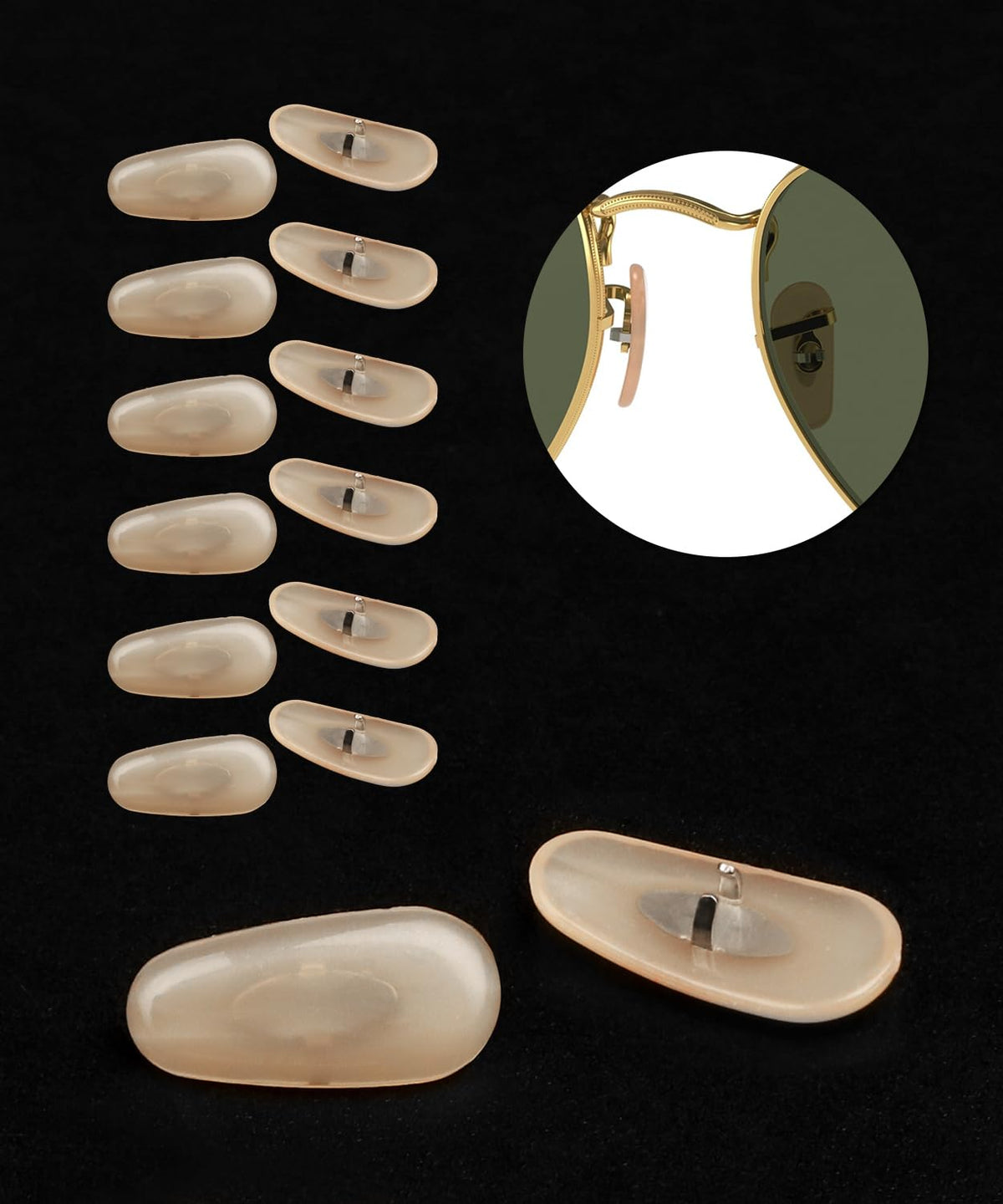 LenzProse 6 Pairs Beige Silicone Nose Pads for Ray-Ban Aviator RB3025 RB3362 – Clip-On Mount