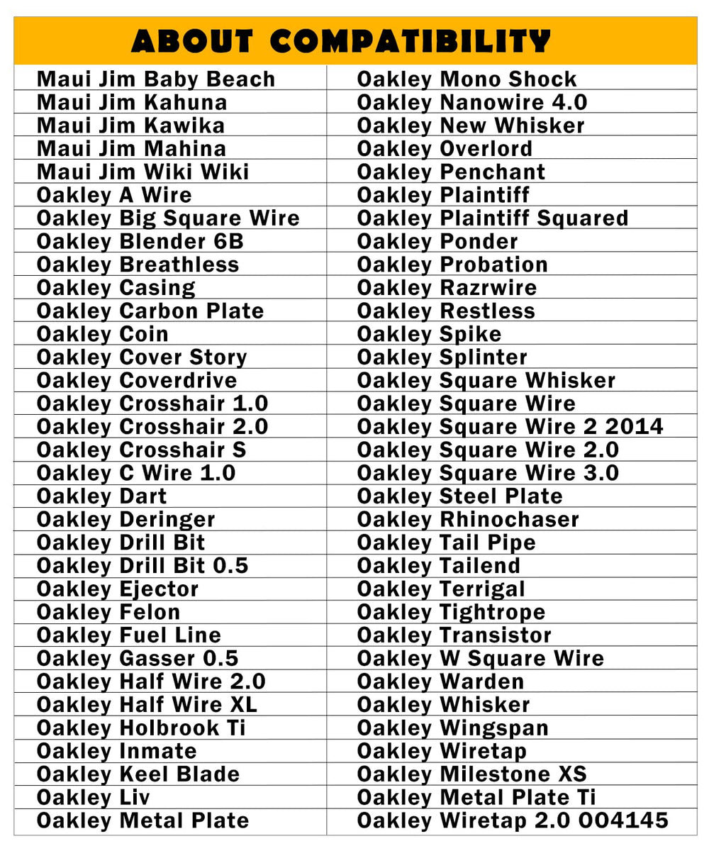 Nose pads compatible with Barrelhouse, Contrail and Extender Oakley frames