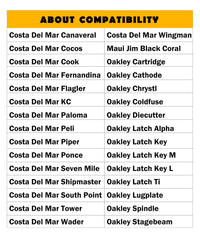 Compatibility with Costa Del Mar models and eyeglasses frames
