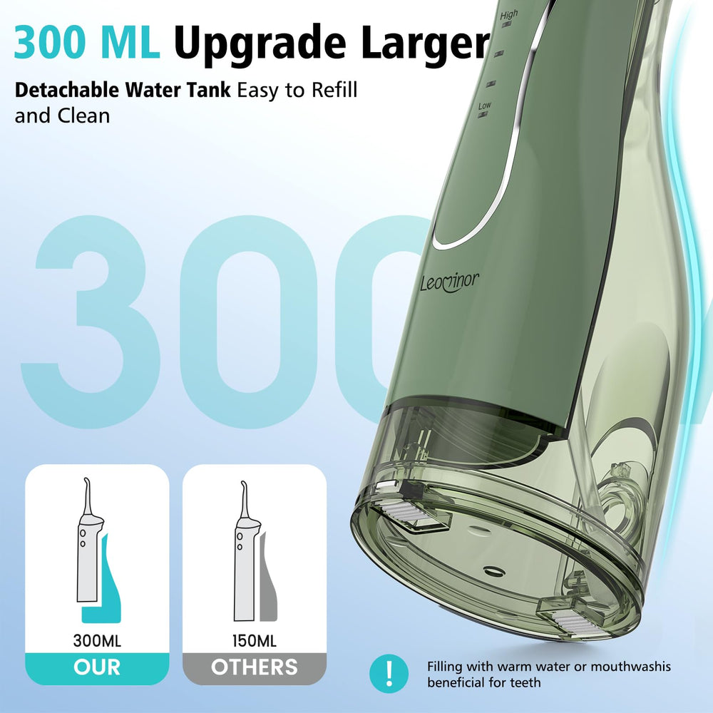 Three interchangeable nozzles included with Leominor flosser