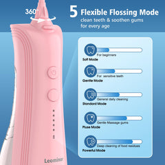 Leominor Water Dental Flosser pink side view