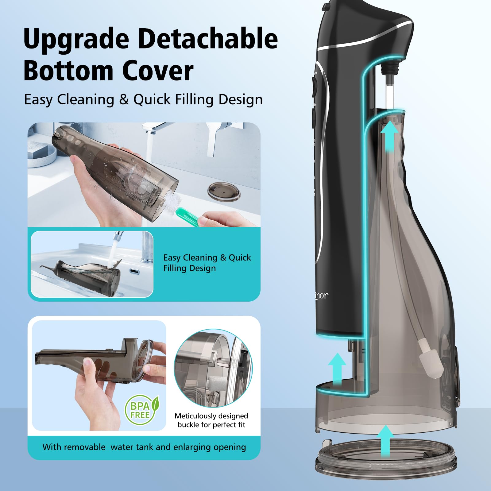 Rechargeable cordless water flosser with charging cable