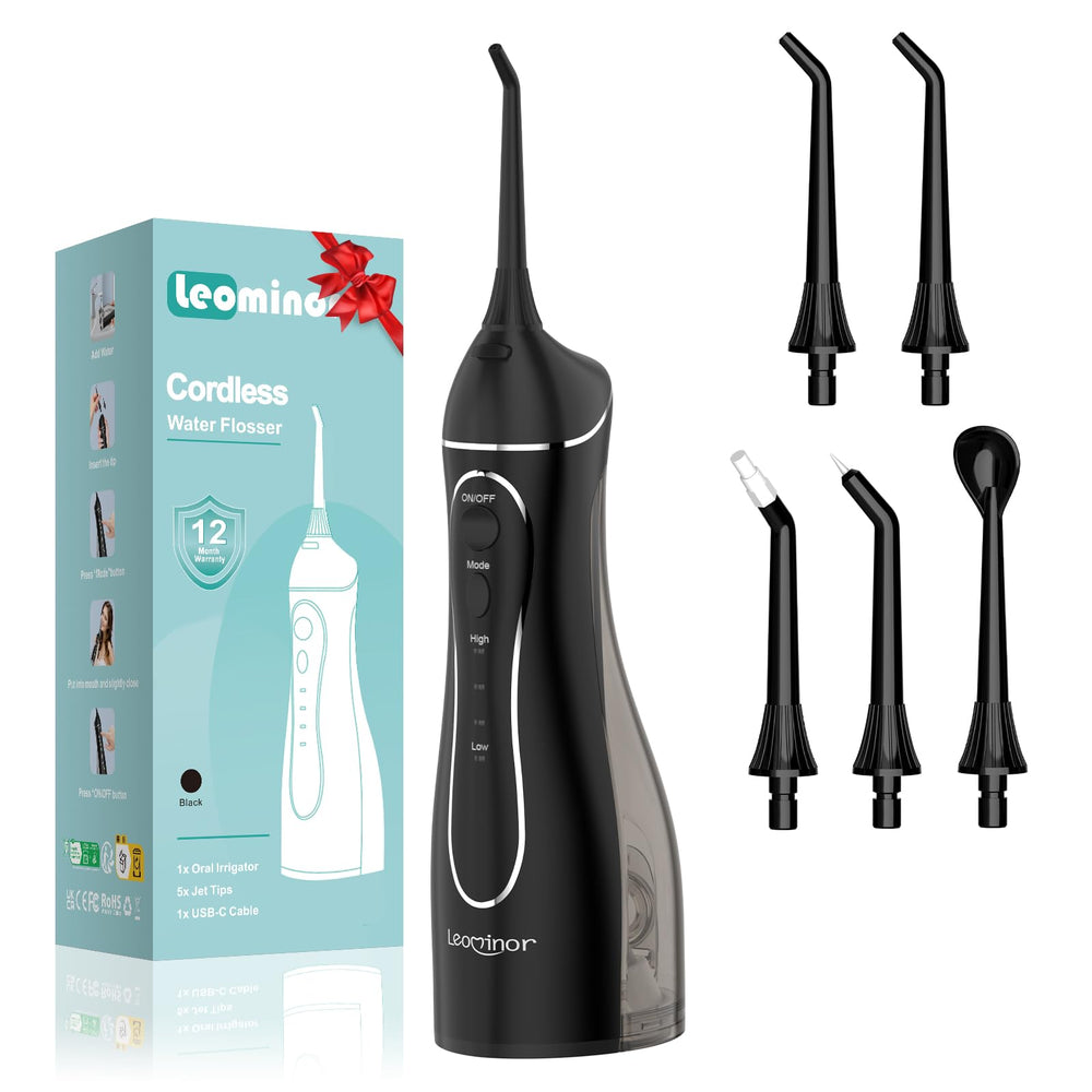 Leominor Water Dental Flosser Black – front view